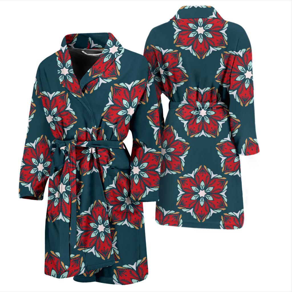 Poinsettia Pattern Print Design A03 Men Bathrobe-JORJUNE.COM