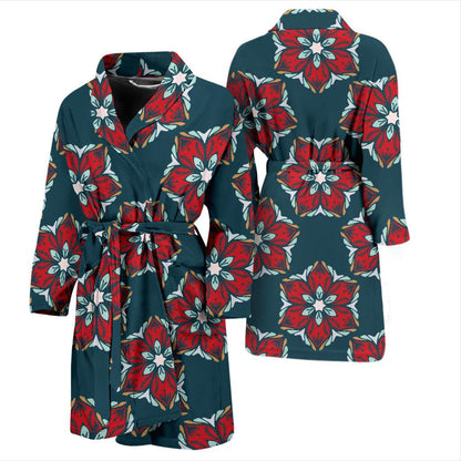 Poinsettia Pattern Print Design A03 Men Bathrobe-JORJUNE.COM