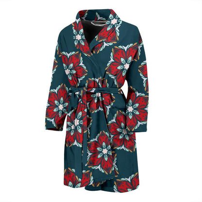 Poinsettia Pattern Print Design A03 Men Bathrobe-JORJUNE.COM