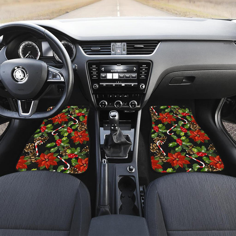 Poinsettia Pattern Print Design POT01 Car Floor Mats-JORJUNE.COM