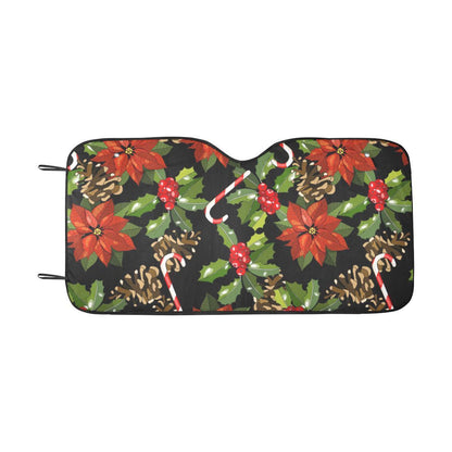 Poinsettia Pattern Print Design POT01 Car Sun Shade-JorJune