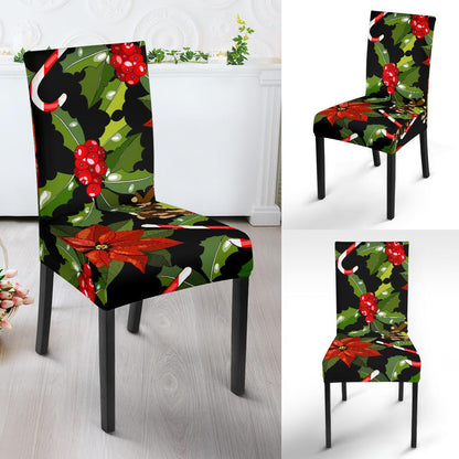 Poinsettia Pattern Print Design POT01 Dining Chair Slipcover-JORJUNE.COM