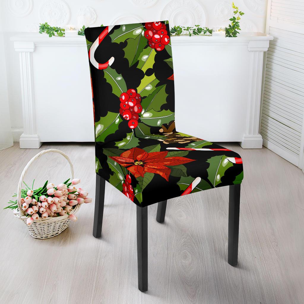 Poinsettia Pattern Print Design POT01 Dining Chair Slipcover-JORJUNE.COM