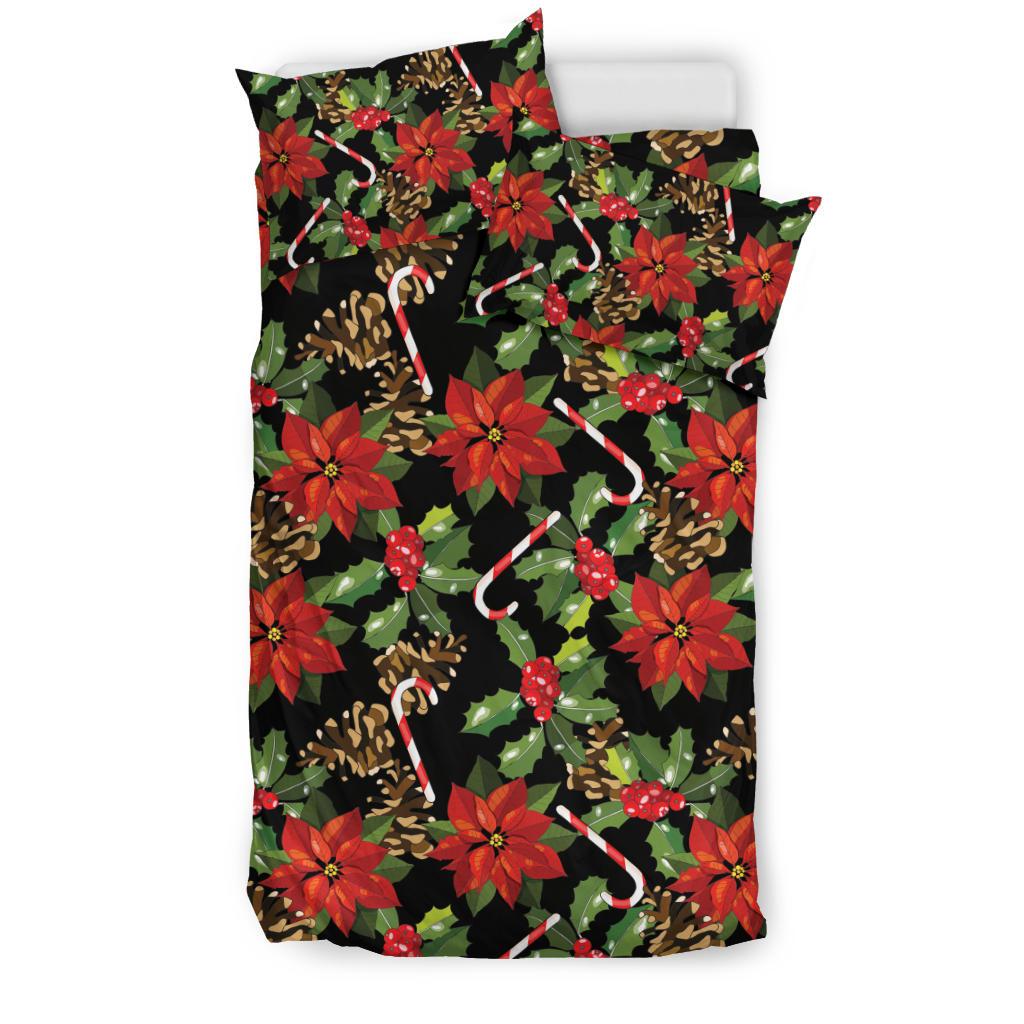 Poinsettia Pattern Print Design POT01 Duvet Cover Bedding Set-JORJUNE.COM