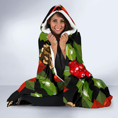 Poinsettia Pattern Print Design POT01 Hooded Blanket-JORJUNE.COM