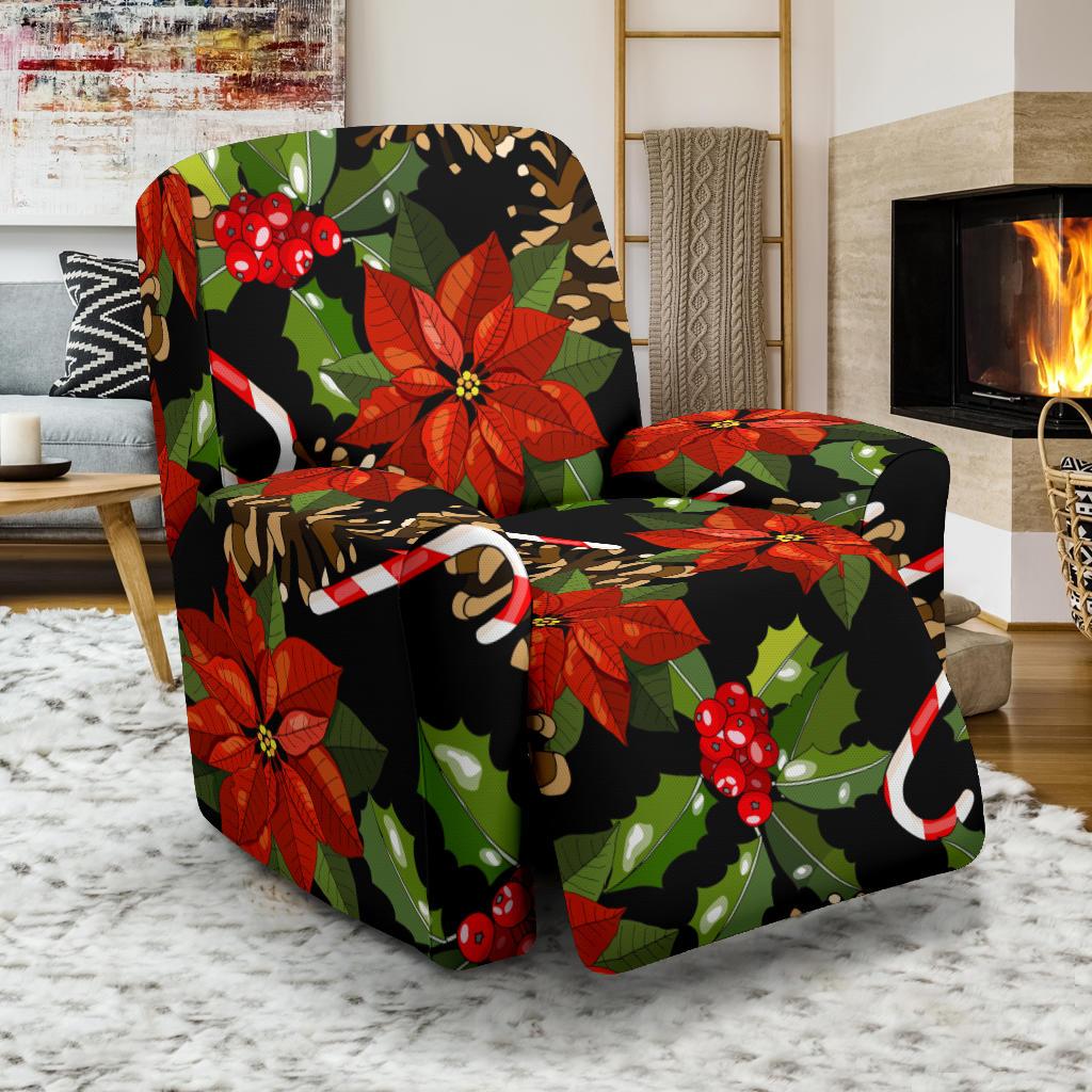 Poinsettia Pattern Print Design POT01 Recliner Slipcover-JORJUNE.COM