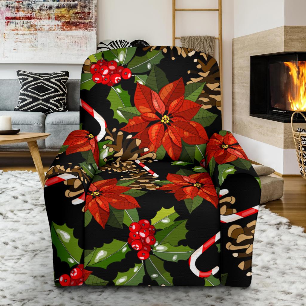 Poinsettia Pattern Print Design POT01 Recliner Slipcover-JORJUNE.COM