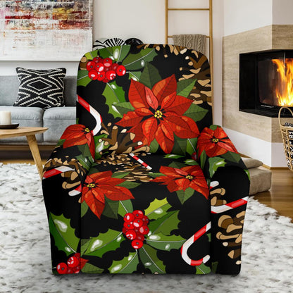Poinsettia Pattern Print Design POT01 Recliner Slipcover-JORJUNE.COM