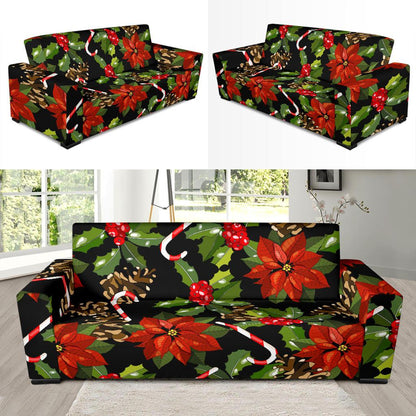 Poinsettia Pattern Print Design POT01 Sofa Slipcover-JORJUNE.COM