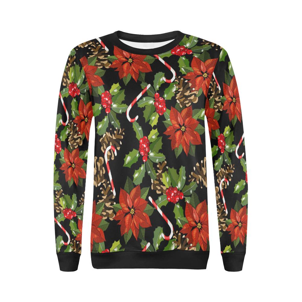 Poinsettia Pattern Print Design POT01 Women Long Sleeve Sweatshirt-JorJune