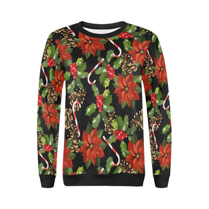 Poinsettia Pattern Print Design POT01 Women Long Sleeve Sweatshirt-JorJune
