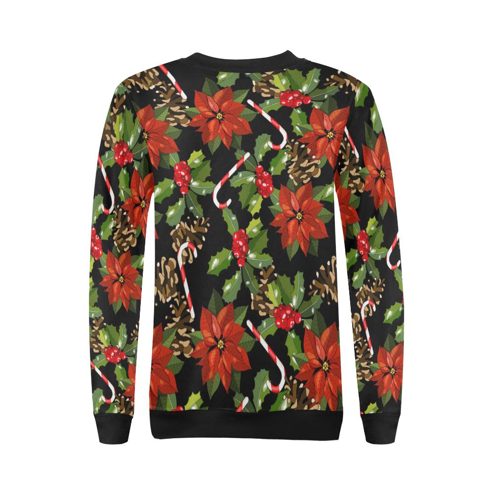 Poinsettia Pattern Print Design POT01 Women Long Sleeve Sweatshirt-JorJune