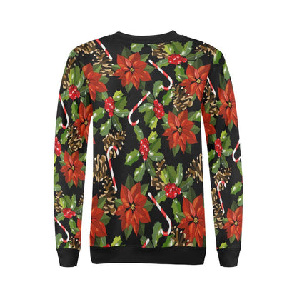 Poinsettia Pattern Print Design POT01 Women Long Sleeve Sweatshirt-JorJune