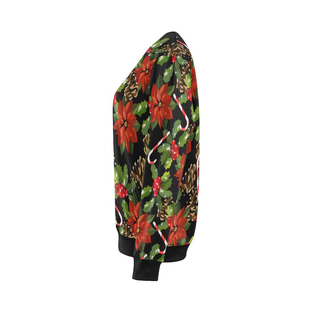 Poinsettia Pattern Print Design POT01 Women Long Sleeve Sweatshirt-JorJune