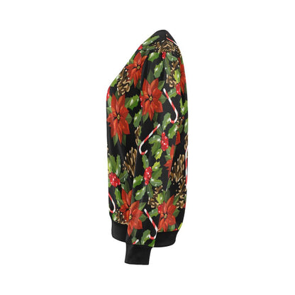 Poinsettia Pattern Print Design POT01 Women Long Sleeve Sweatshirt-JorJune