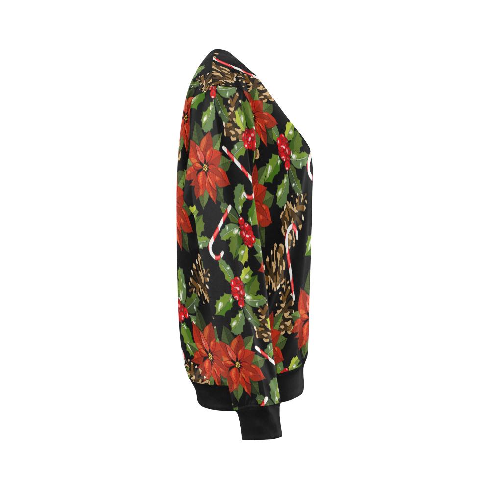 Poinsettia Pattern Print Design POT01 Women Long Sleeve Sweatshirt-JorJune