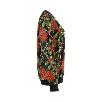 Poinsettia Pattern Print Design POT01 Women Long Sleeve Sweatshirt-JorJune