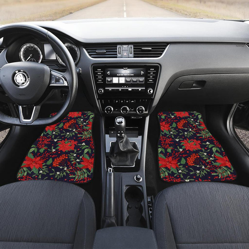 Poinsettia Pattern Print Design POT02 Car Floor Mats-JORJUNE.COM