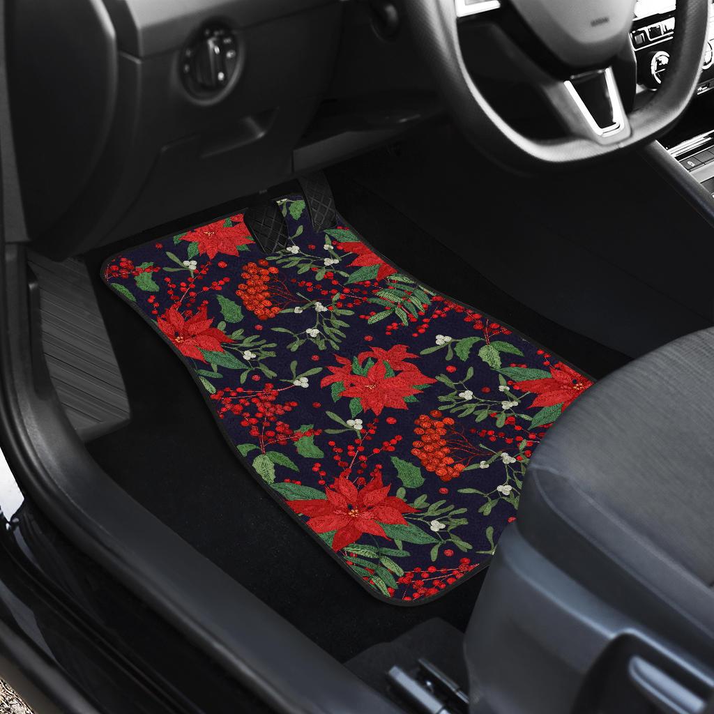 Poinsettia Pattern Print Design POT02 Car Floor Mats-JORJUNE.COM