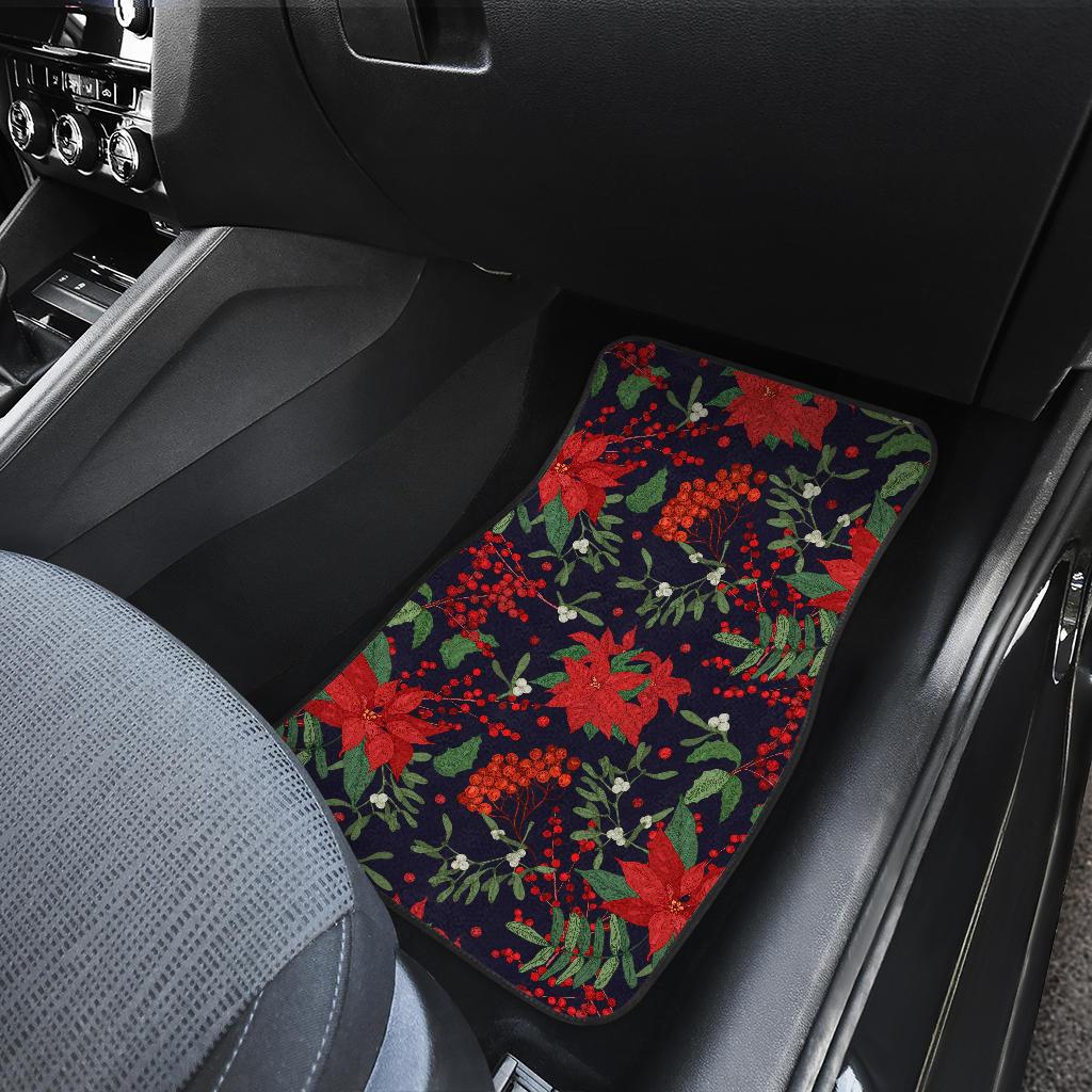 Poinsettia Pattern Print Design POT02 Car Floor Mats-JORJUNE.COM