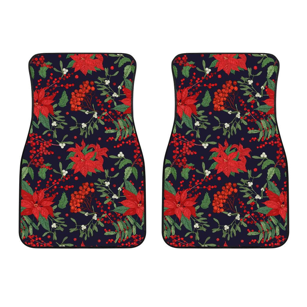 Poinsettia Pattern Print Design POT02 Car Floor Mats-JORJUNE.COM