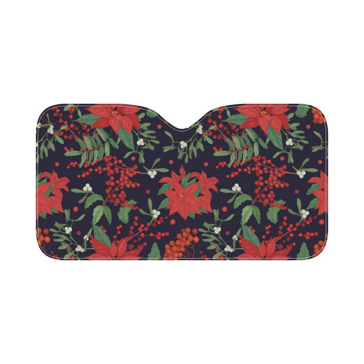 Poinsettia Pattern Print Design POT02 Car Sun Shade-JorJune