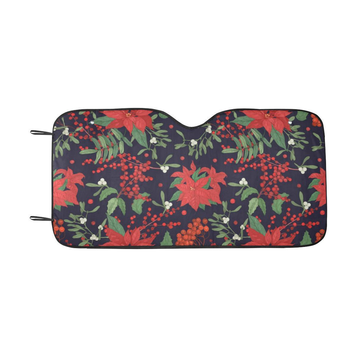 Poinsettia Pattern Print Design POT02 Car Sun Shade-JorJune