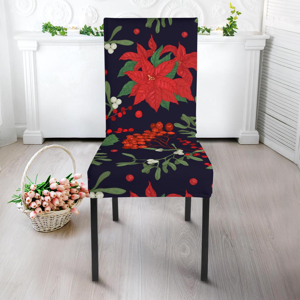 Poinsettia Pattern Print Design POT02 Dining Chair Slipcover-JORJUNE.COM