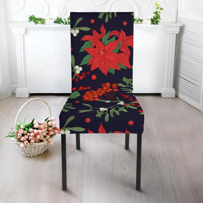Poinsettia Pattern Print Design POT02 Dining Chair Slipcover-JORJUNE.COM