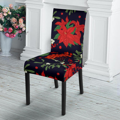 Poinsettia Pattern Print Design POT02 Dining Chair Slipcover-JORJUNE.COM