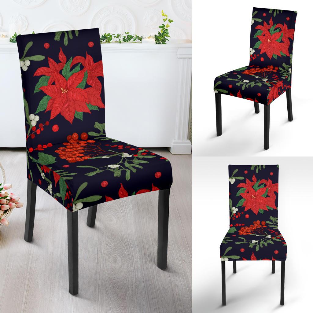 Poinsettia Pattern Print Design POT02 Dining Chair Slipcover-JORJUNE.COM