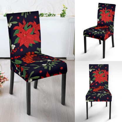 Poinsettia Pattern Print Design POT02 Dining Chair Slipcover-JORJUNE.COM
