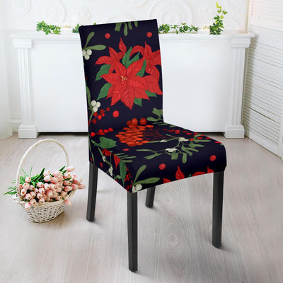 Poinsettia Pattern Print Design POT02 Dining Chair Slipcover-JORJUNE.COM