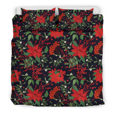 Poinsettia Pattern Print Design POT02 Duvet Cover Bedding Set-JORJUNE.COM