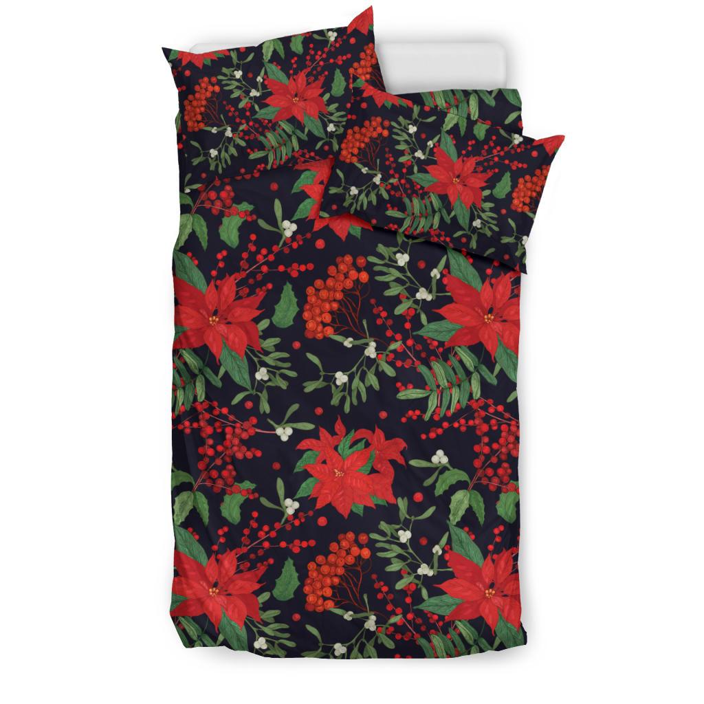 Poinsettia Pattern Print Design POT02 Duvet Cover Bedding Set-JORJUNE.COM