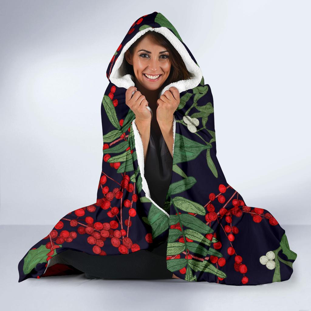 Poinsettia Pattern Print Design POT02 Hooded Blanket-JORJUNE.COM