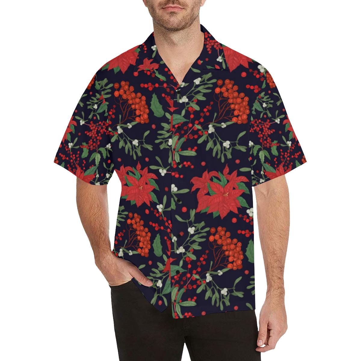 Poinsettia Pattern Print Design POT02 Men Hawaiian Shirt-JorJune
