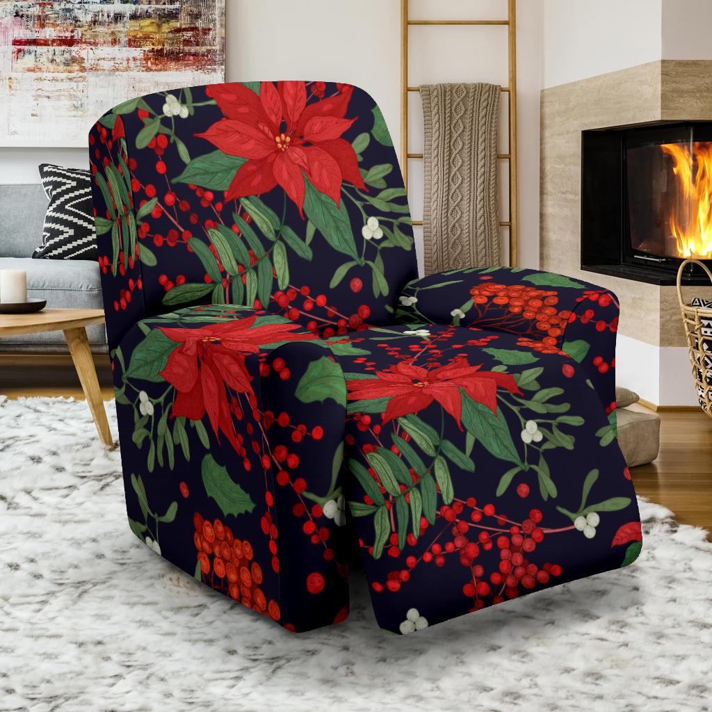 Poinsettia Pattern Print Design POT02 Recliner Slipcover-JORJUNE.COM