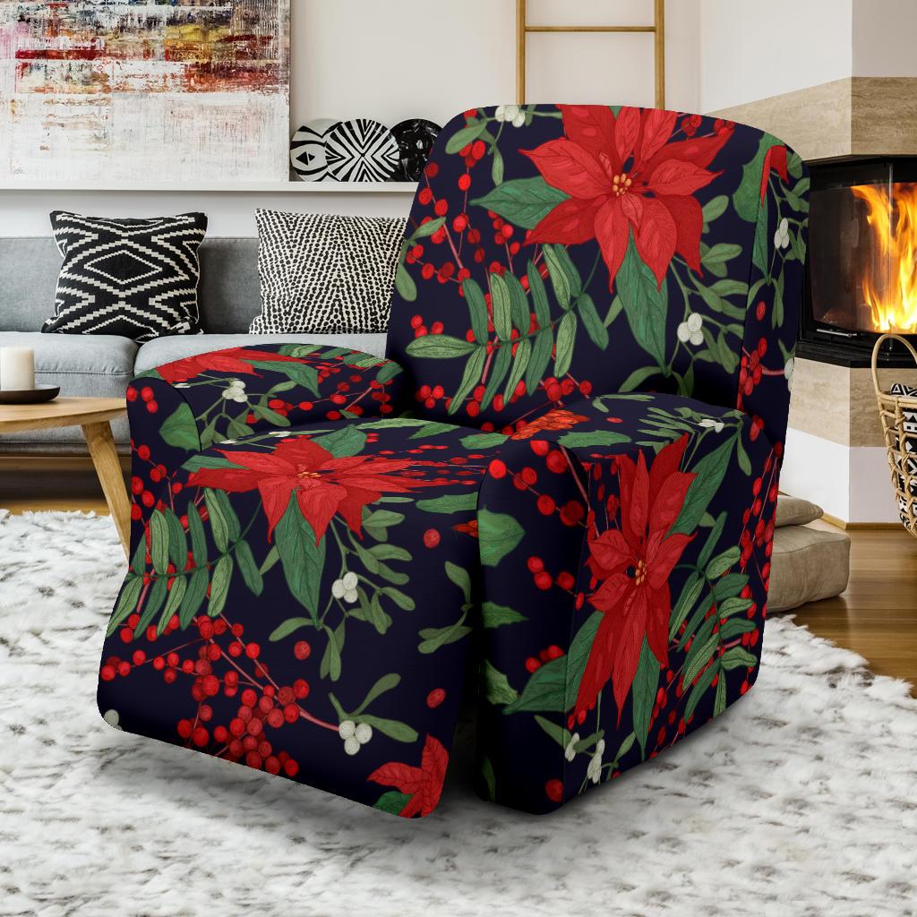Poinsettia Pattern Print Design POT02 Recliner Slipcover-JORJUNE.COM