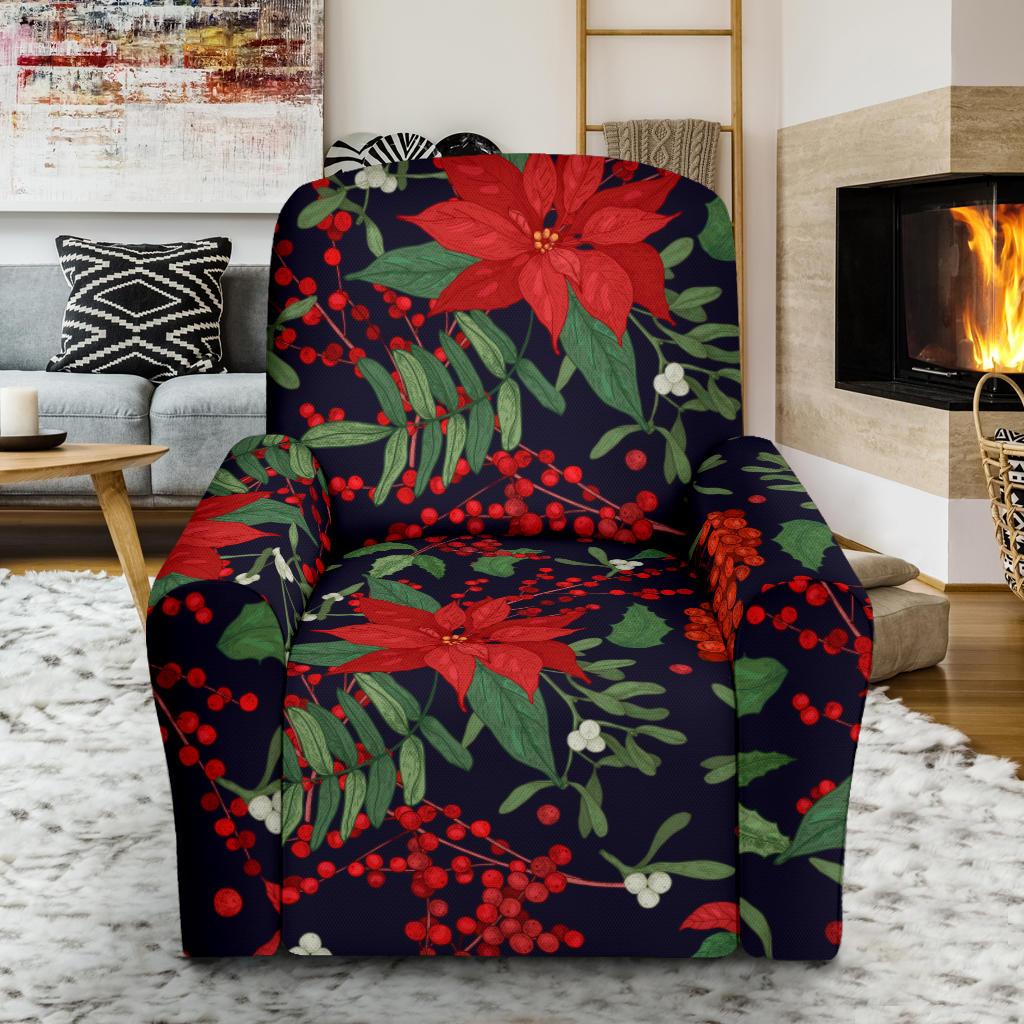 Poinsettia Pattern Print Design POT02 Recliner Slipcover-JORJUNE.COM