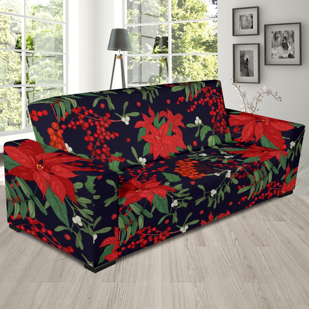 Poinsettia Pattern Print Design POT02 Sofa Slipcover-JORJUNE.COM