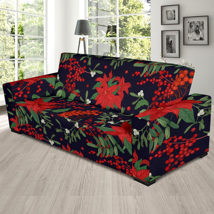 Poinsettia Pattern Print Design POT02 Sofa Slipcover-JORJUNE.COM