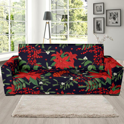 Poinsettia Pattern Print Design POT02 Sofa Slipcover-JORJUNE.COM