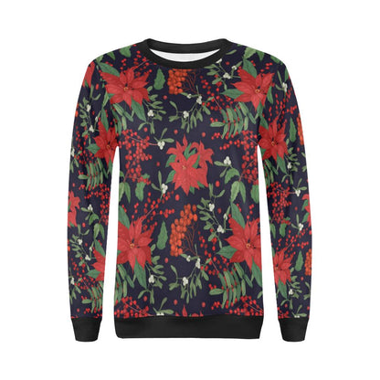 Poinsettia Pattern Print Design POT02 Women Long Sleeve Sweatshirt-JorJune