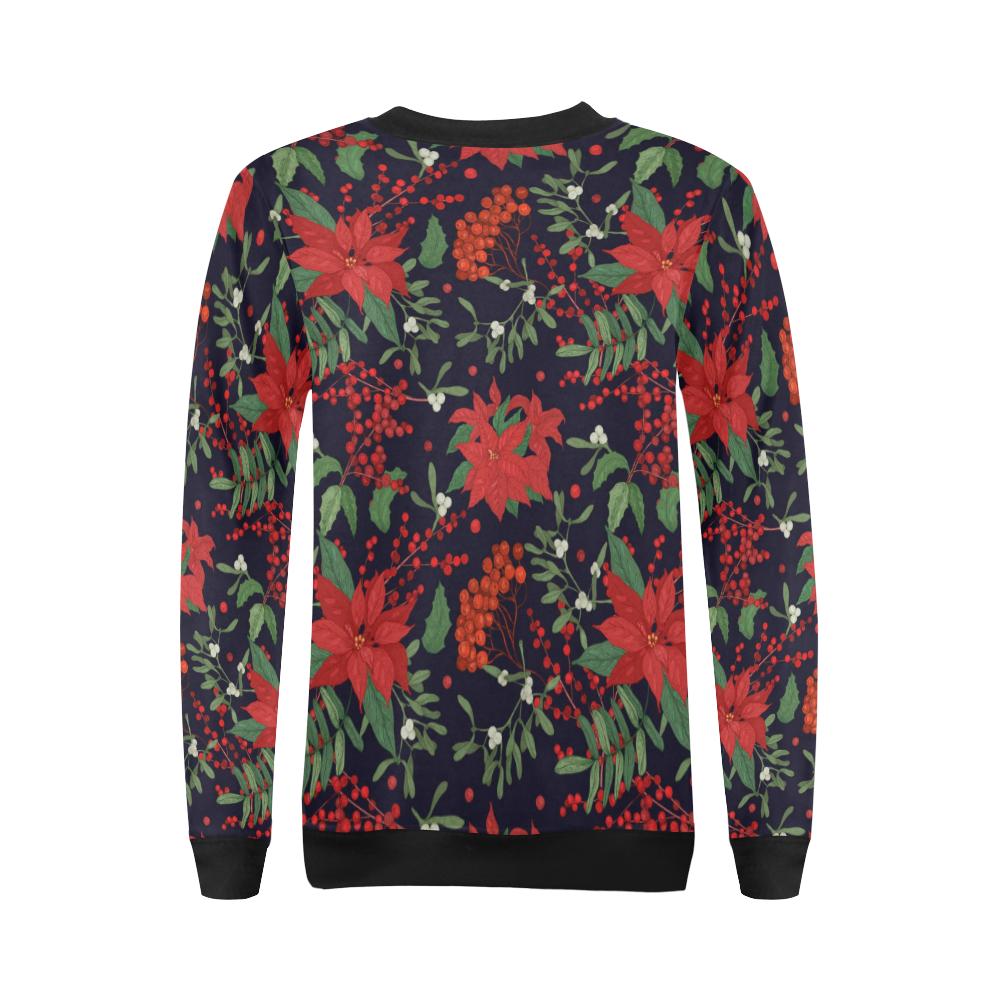 Poinsettia Pattern Print Design POT02 Women Long Sleeve Sweatshirt-JorJune