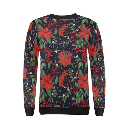 Poinsettia Pattern Print Design POT02 Women Long Sleeve Sweatshirt-JorJune