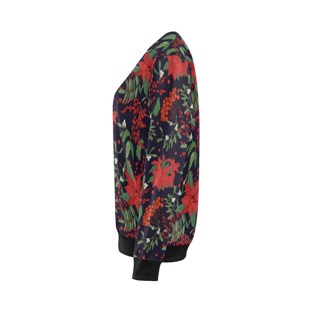 Poinsettia Pattern Print Design POT02 Women Long Sleeve Sweatshirt-JorJune