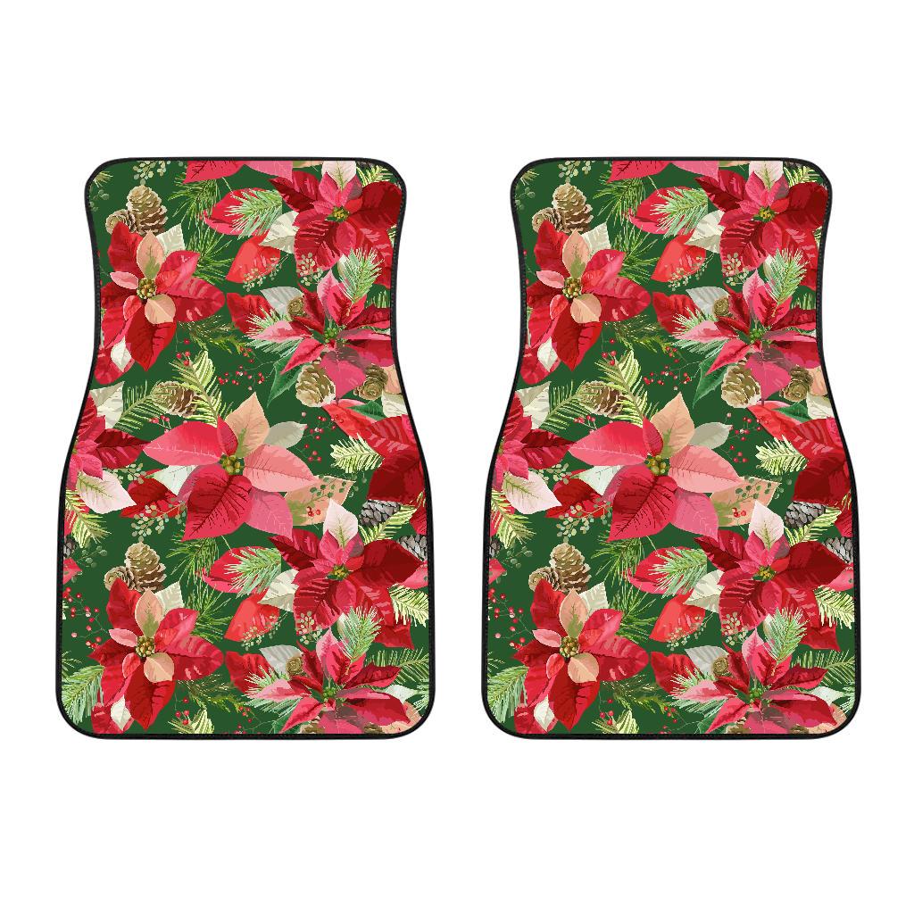 Poinsettia Pattern Print Design POT03 Car Floor Mats-JORJUNE.COM