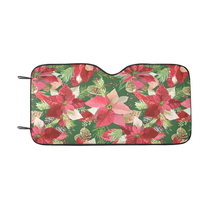 Poinsettia Pattern Print Design POT03 Car Sun Shade-JorJune