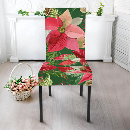 Poinsettia Pattern Print Design POT03 Dining Chair Slipcover-JORJUNE.COM